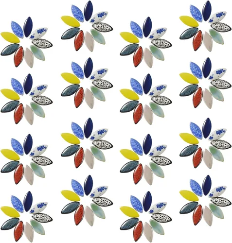 Miniatura 5 de 70 Piezas de Azulejos de Mosaico de Pétalos, Azulejos Cerámicos a Granel, Suministros de Piezas Cerámicas Manchadas, Kit de Piezas de Cerámica