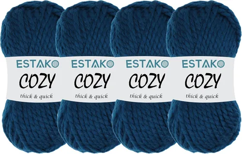 Miniatura 11 de Estako Cozy Thick & Quick Yarn - Hilo acogedor grueso y rápido, 20% lana, 80% acrílico, suave, súper voluminoso, peso #6, para tejer y hacer 50187