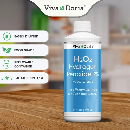 Miniatura 2 de Viva Doria Peróxido de hidrógeno al 3 por ciento, grado alimenticio, 3% de peróxido de hidrógeno de grado alimenticio, 16 onzas líquidas