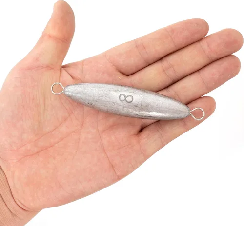 Miniatura 2 de BLUEWING Torpedo Plomada de Alambre Peso de Pesca para Agua Salada Plomo Bala Anillo Doble 2oz-48oz