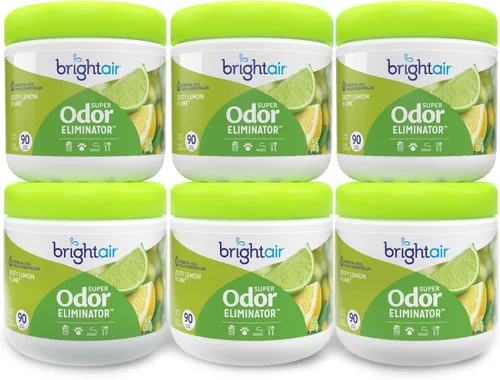 Miniatura 15 de Bright Air 14 oz. Super eliminador de olores, para espacios medianos, aroma a mandarina y limón fresco, caja de 6, ambientador, aceites esenciales