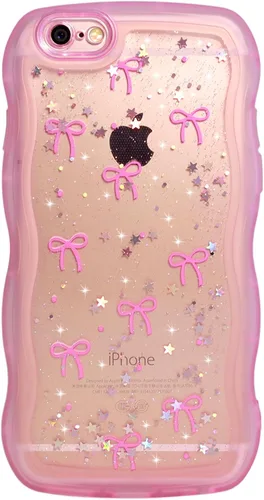 Miniatura 100 de Qokey Funda para iPhone 12 Pro Max de 6.7 pulgadas, diseño de onda rizada, borde transparente, brillante con purpurina, estrella brillante, bonita