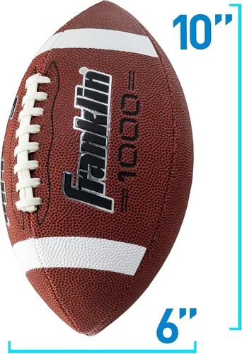 Miniatura 6 de Franklin Sports Youth + Adult Footballs - Extra Grip 1000 Official Size, Junior + Pee Wee Kids - 1 + 12 Packs Café/Blanco