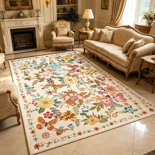 Miniatura 37 de Ukeler - Alfombra rústica con diseño floral para sala, dormitorio, comedor, Country rústico, Azul (luxury blue)