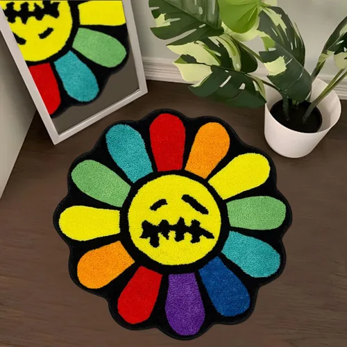 Miniatura 27 de Trippy Alfombra de Cara Feliz Alfombras Geniales Tufted de Secado Rápido Tapetes de Baño para Baño Antideslizantes Tapete de Baño Absorbente de Agua