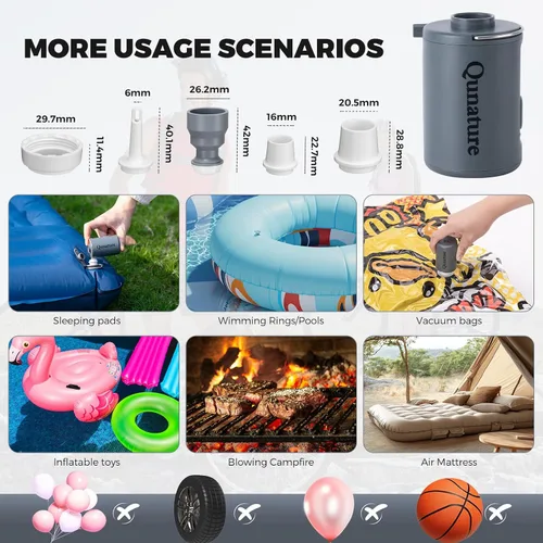 Miniatura 2 de Bomba de aire portátil para inflables, mini bomba eléctrica recargable de 4KPa, infla rápidamente para flotadores de piscina, anillos de natación