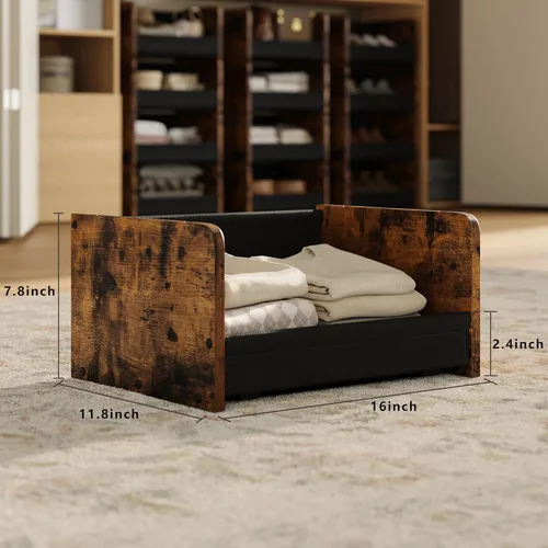 Miniatura 3 de FOUCSSOMEI Organizador y almacenamiento de armario, organizador de almacenamiento apilable de 4 niveles, estantes de armario de madera y metal