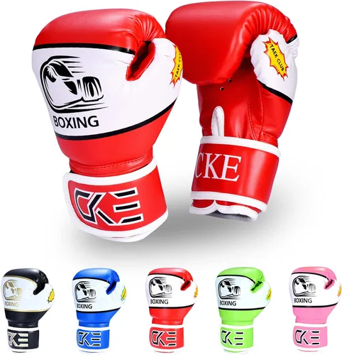 Miniatura 9 de CKE Guantes de boxeo para niños y niñas, jóvenes de 5 a 12 años, guantes de boxeo de entrenamiento para saco de boxeo, kickboxing, muay thai Azul