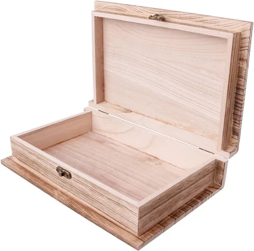 Miniatura 6 de Caja de madera con cierre con bisagras, caja de almacenamiento de joyas, organizador de artículos diversos