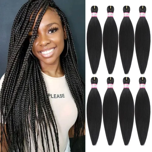 Miniatura 78 de Extensiones de cabello para trenzar preestiradas, color negro, 12 pulgadas, 8 paquetes de cabello natural para trenzar, fácil trenza, ajuste de agua