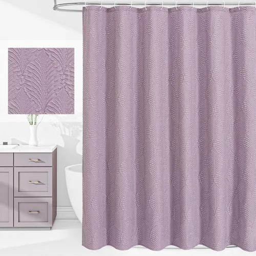 Miniatura 9 de Gibelle Cortina de ducha para baño, cortina de ducha de tela texturizada en relieve 3D, moderno juego de cortina de ducha de tela suave, 72 x 72