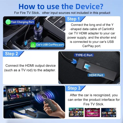 Miniatura 5 de Carlinkit Car TV Mate solo para automóviles con función CarPlay con cable de fábrica, compatible con Fire TV Sticks, transmisión sin problemas,