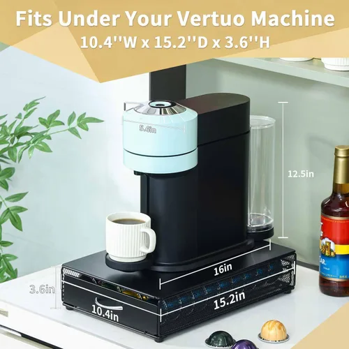 Miniatura 2 de FlagShip Vertuo Soporte de Cápsulas Cajón de Almacenamiento para Organizador de Cápsulas Nespresso Vertuo Bandeja con Estantes de Malla para Soporte
