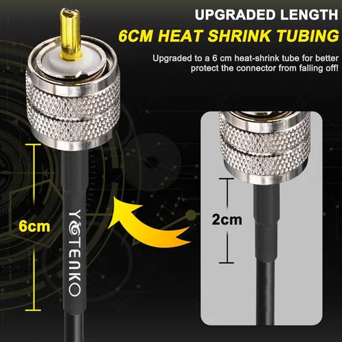 Miniatura 3 de Cable de puente PL259 de 1 pie - Cable coaxial RG58 de 15 pulgadas corto 50 ohmios coaxial para medidor SWR radio de radioaficionado radio CB