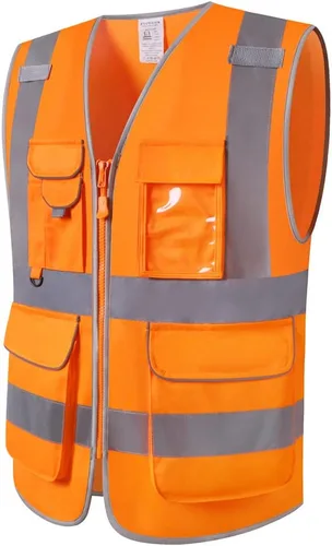 Miniatura 2 de Chaleco de seguridad reflectante de alta visibilidad para hombres con bolsillos