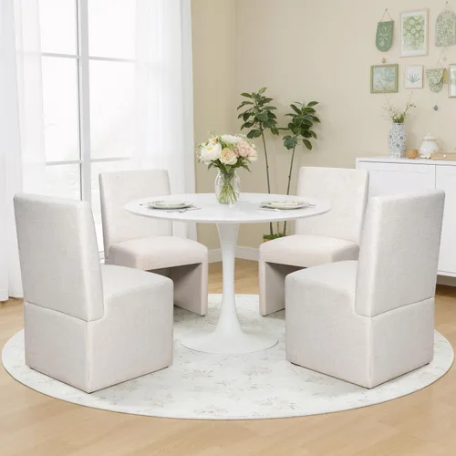 Miniatura 16 de RNKSFX Juego de 4 sillas de comedor tapizadas verdes, sillas de comedor modernas, sillas de cocina y comedor, sillas de comedor de lino con marco