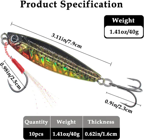 Miniatura 6 de Plantillas de pesca verticales de agua salada, cuchara de jigging vertical, señuelos de atún de pesca, señuelos artificiales de pesca para atún