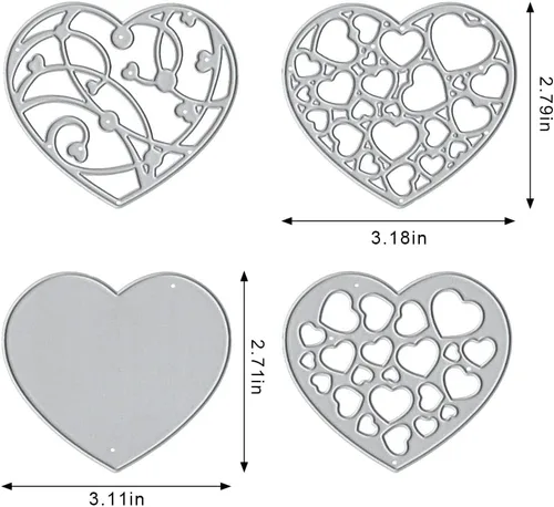 Miniatura 2 de Estivaux Juego de 4 troqueles de marco de corazón de San Valentín para hacer tarjetas, juego de troqueles de corte de marco de amor, plantillas