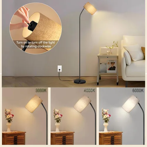 Miniatura 3 de Ldeco Lámpara de pie de arco para sala de estar con bombilla de 9W y 3 temperaturas de color Modernas lámparas de pie para lectura para dormitorio