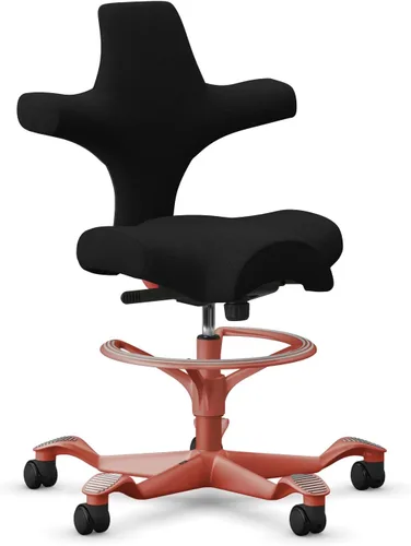 Miniatura 37 de HAG Capisco Silla de escritorio estándar ajustable, marco negro, asiento negro de vinilo ónix