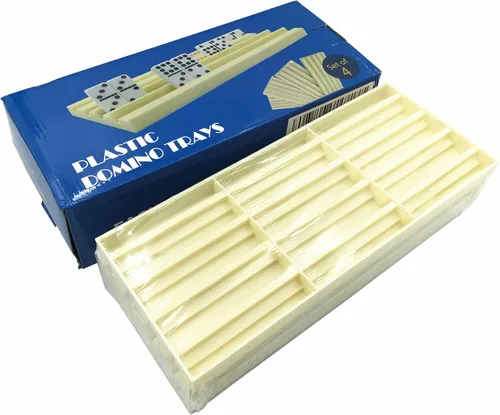 Miniatura 6 de Yuanhe Paquete de 4 soportes de plástico para dominó, bandejas de dominó, organizador para juegos de mesa clásicos, azulejos, juegos familiares