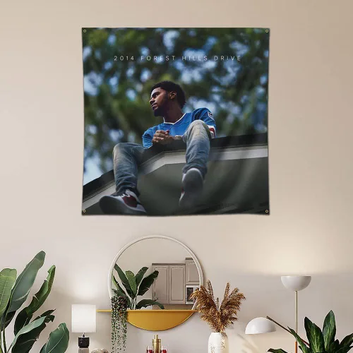 Miniatura 2 de Eksent Forest Hills Drive Art Music Álbum colgante de 3 x 3 pies, bandera de tapiz