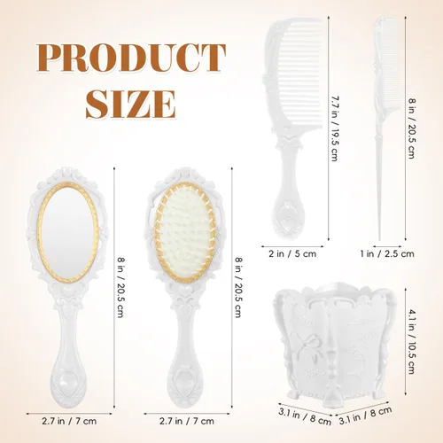 Miniatura 2 de minkissy Juego de cepillos de pelo decorativos de salón con soporte de almacenamiento, cepillo de paleta desenredante para mujeres, hombres y niños