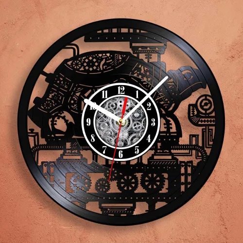 Miniatura 5 de The Geeky Days Steampunk Turtle - Reloj de pared silencioso con disco de vinilo, funciona con pilas, de cuarzo, de 12 pulgadas, tortuga marina Sin