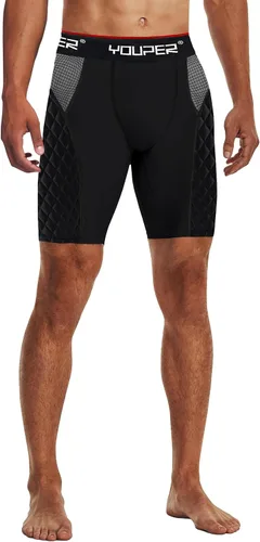 Miniatura 2 de Youper Pantalones cortos deslizantes acolchados de compresión Elite para adultos con copa atlética protectora para béisbol, fútbol