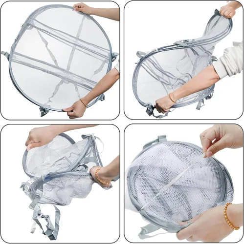 Miniatura 5 de Jucoan Paquete de 3 tendederos de malla plana plegable de 3 niveles para ropa sucia para suéteres, muñecas delicadas, camisetas, traje de baño