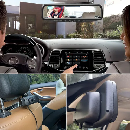 Miniatura 3 de 1080P HD - Monitor de espejo para bebé, cámara de coche de bebé con monitor de coche de bebé de 4.3 pulgadas, cámara de asiento trasero de coche
