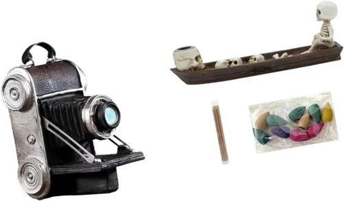 Miniatura 6 de Fenteer Estatua de cámara de resina coleccionable, soporte para quemador de barco, decoración artística retro, adecuada para estudios fotográficos