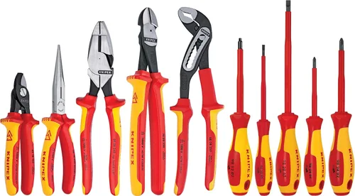 KNIPEX Tools LP - 9K989831US - Juego de herramientas industriales de 10 piezas de 1000 V con aislamiento de alto apalancamiento, cortadores y
