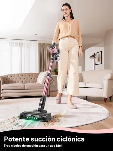 Miniatura 2 de VICEASE Aspiradora inalámbrica, potente succión 8 en 1, aspiradora ligera para el hogar, pantalla LED, 3 modos de succión, aspiradora de batería