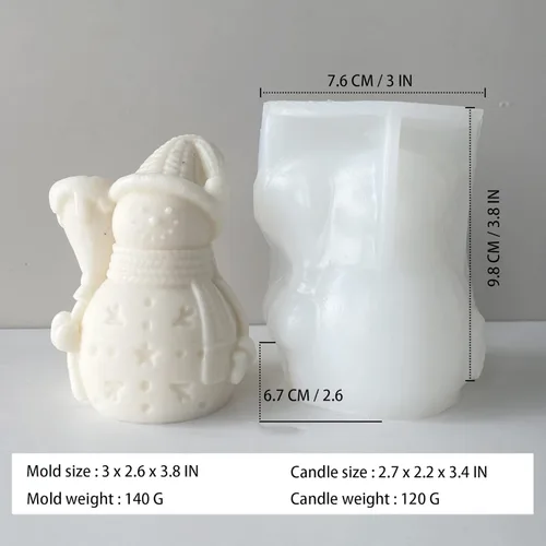Miniatura 2 de Molde de silicona para velas de muñeco de nieve para hacer velas, decoración de Navidad, moldeo de jabón, manualidades navideñas, fundición de resina