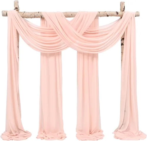 Miniatura 13 de Cortinas de arco de boda, 8 paneles de 28" x 20 pies, cortinas de tela de gasa blanca para ceremonia y recepción Blanco