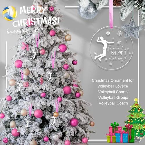 Miniatura 3 de 18 PIEZAS Adorno de Navidad de Voleibol Redondo de Acrílico Adorno Colgante de Jugador de Voleibol Adorno de Árbol de Navidad de Voleibol ¡Créelo!