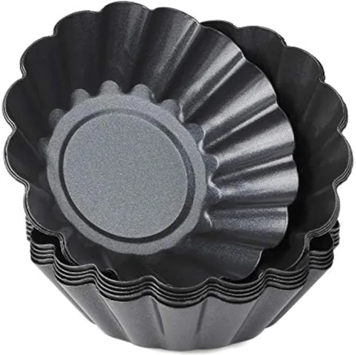 Molde para tarta de huevo, juego de 12 moldes de acero al carbono para magdalenas de tamaño más grande, herramienta para hornear