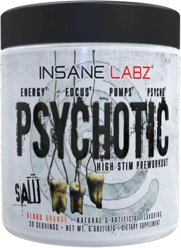 Miniatura 4 de Insane Labz Psychotic SAW®, Polvo de preentrenamiento de alta estimulación con OxyGold­™ y AMPiberry®, energía extremadamente duradera