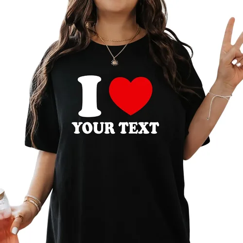 LASFOUR Camiseta personalizada con texto en inglés "I Love My Girlfriend Boyfriend, I Love My Girl" con foto personalizada, camisas para parejas