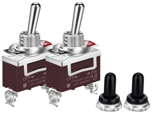 Miniatura 2 de DaierTek 2 interruptores de palanca marinos con cubierta de goma impermeable + 1 interruptor de palanca con cubierta de protección de seguridad