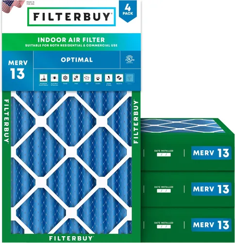 Miniatura 15 de Filterbuy Filtro de aire MERV 13 de 8 x 14 x 1 pulgadas, protección óptima contra el humo y la alergia (paquete de 4), filtros electrostáticos