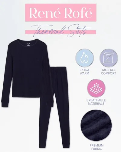 Miniatura 2 de Rene Rofe Girls' Thermal Underwear Set - 2 Piece Waffle Knit Top and Long Johns (2T-16)