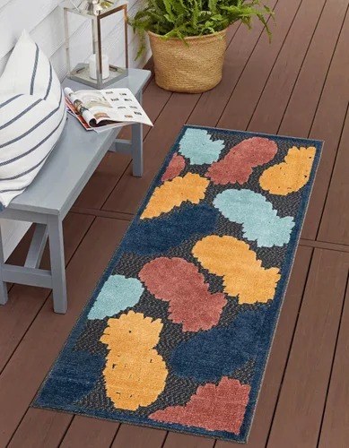 Miniatura 12 de Unique Loom Belize Outdoor Collection - Alfombra rectangular de 2 x 3 pies 1 pulgada, color negro y rojo óxido