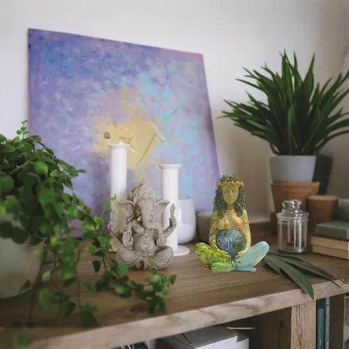 Miniatura 7 de Estatua de la Madre Tierra, 7 "Fertilidad Gaia Diosa Estatua, Naturaleza Embarazada Wiccan Altar Suministros, Moon Yoga Alter Table Witchcraft