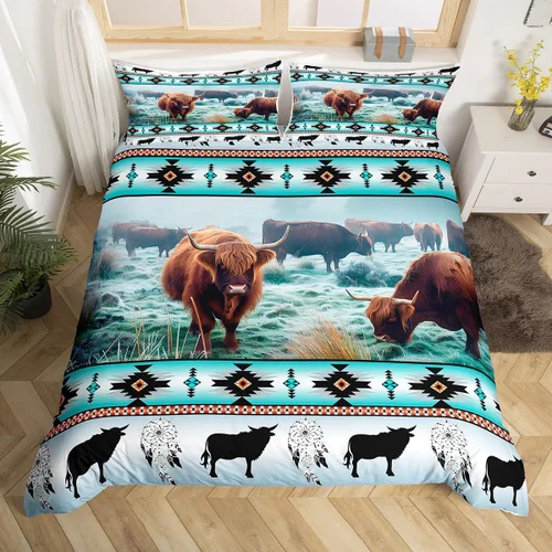 Miniatura 25 de Juego de funda de edredón con diseño de caballos, atrapasueños para niños, adolescentes, hombres, funda de edredón con estampado de caballos