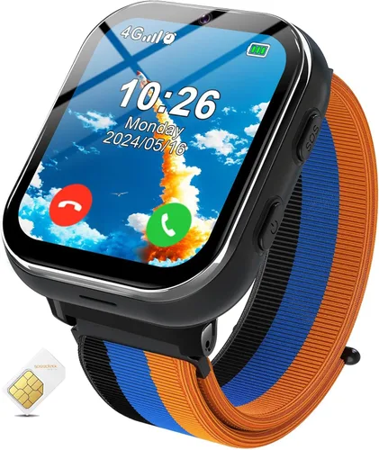 Reloj inteligente para niñas y niños, reloj inteligente con tarjeta SIM 4G, reloj inteligente para niños, pantalla táctil, calculadora de llamadas