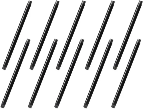 Miniatura 11 de Paquete de 10 tubos de hierro industrial de 1/2 x 2 pulgadas, acero precortado resistente, boquilla de metal roscada para proyectos de bricolaje