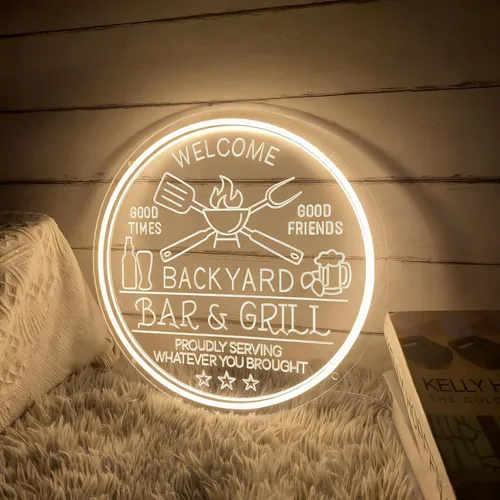 Miniatura 2 de Letreros de neón personalizados para bar y parrilla para decoración de pared, nombre personalizado, fecha, texto, hogar, bar, letrero con luz LED