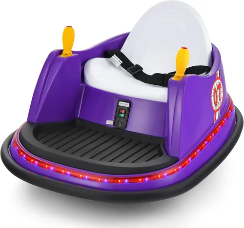 Miniatura 11 de Costzon Auto parachoques para niños, auto eléctrico de 12 V con control remoto, joysticks duales, giro de 360 grados, música, luces intermitentes